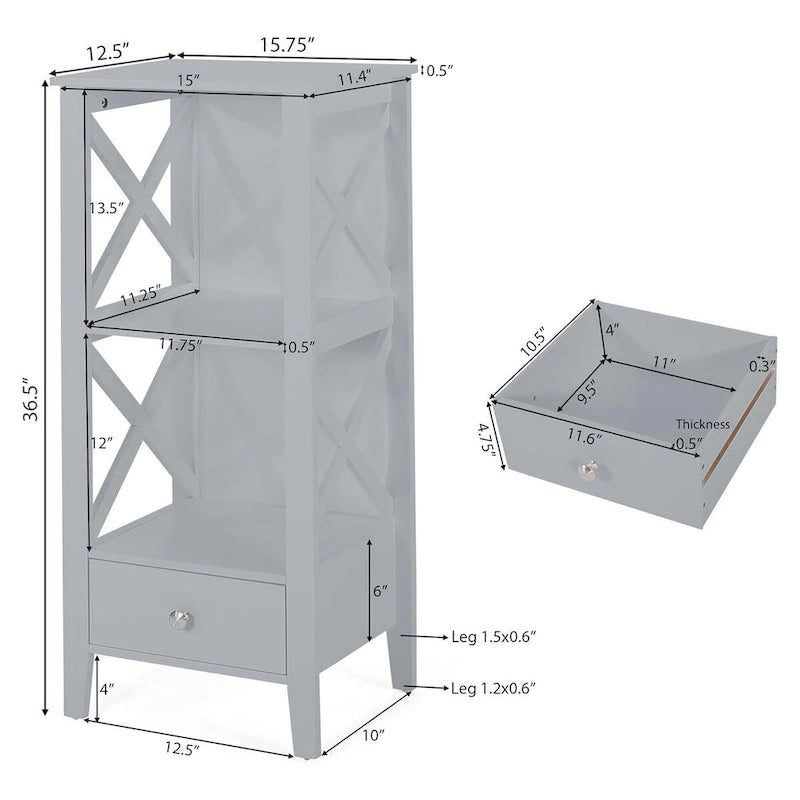 Meuble de rangement de salle de bain sur pied avec tiroir