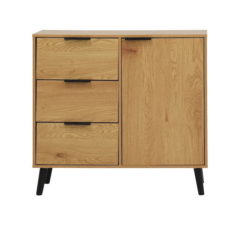 Buffet scandinave avec 3 tiroirs et porte à étagère réglable