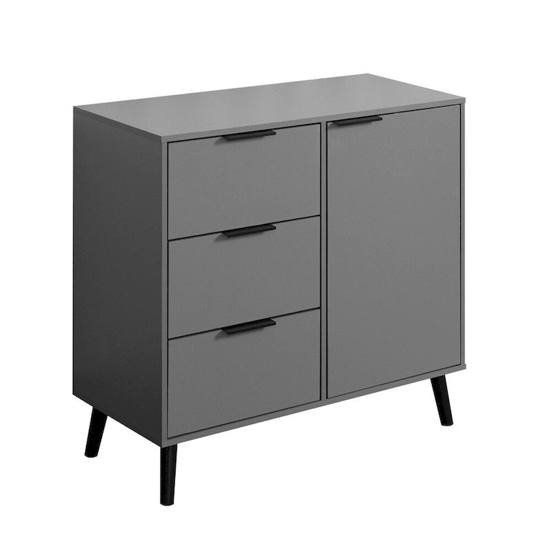 Buffet scandinave avec 3 tiroirs et porte à étagère réglable