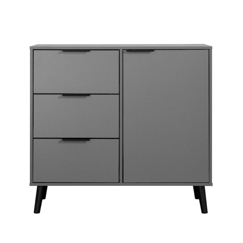 Buffet scandinave avec 3 tiroirs et porte à étagère réglable