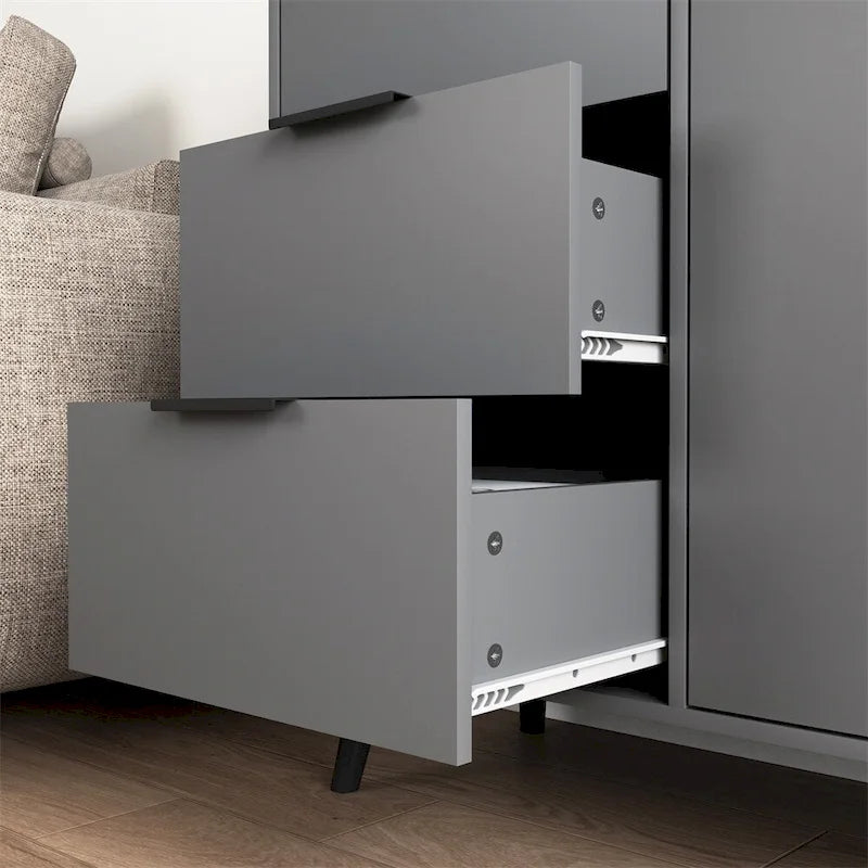 Buffet scandinave avec 3 tiroirs et porte à étagère réglable