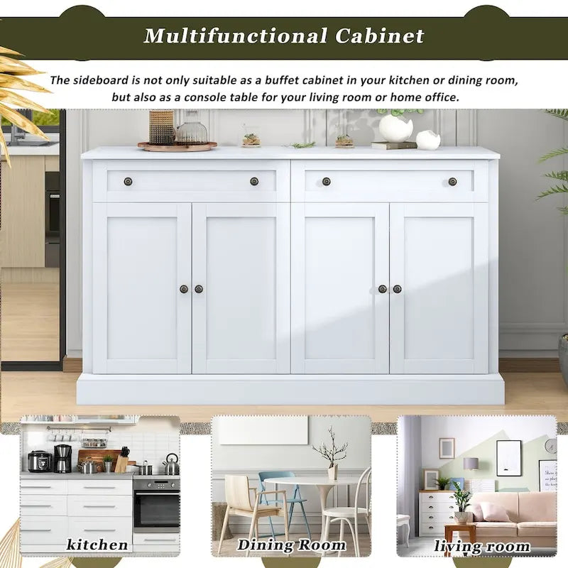 Buffet en MDF avec étagères réglables et rangement multi-tiroirs