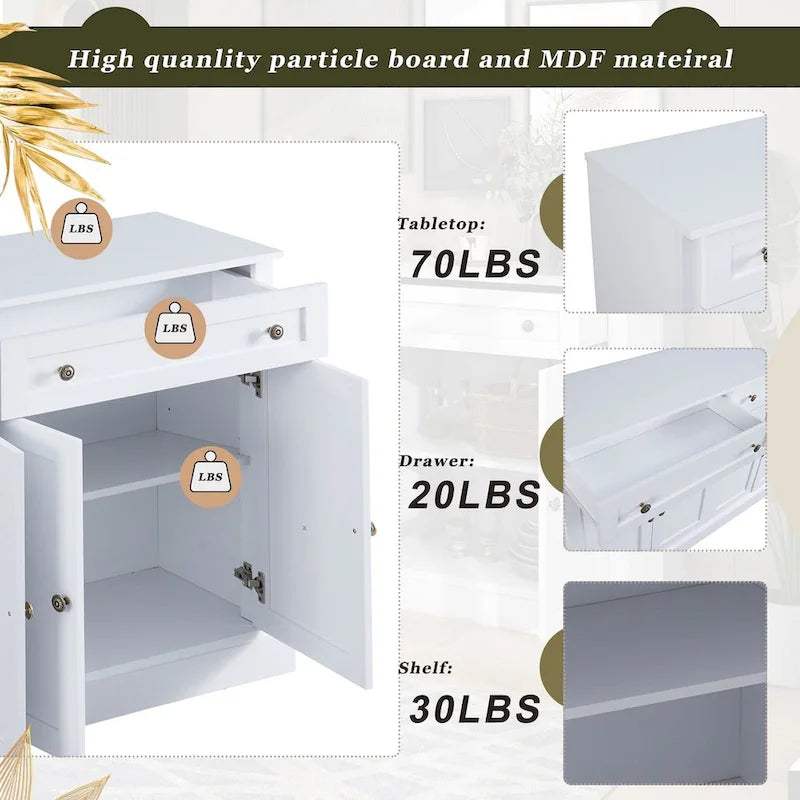 Buffet en MDF avec étagères réglables et rangement multi-tiroirs