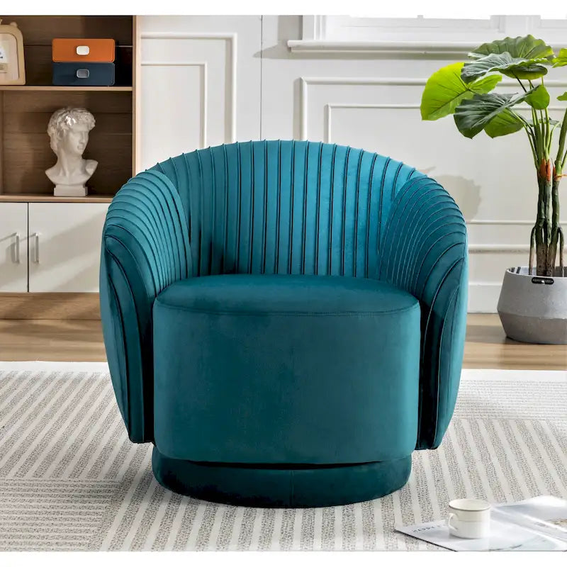 Petit fauteuil tonneau pivotant en velours Milvo