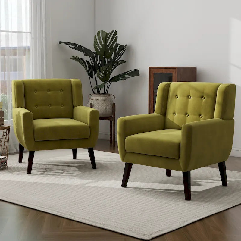 Lot de 2 fauteuils d'appoint en velours pour salon