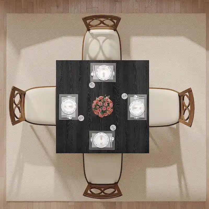 Table de salle à manger carrée de 39,4 pouces pour 2 à 4 personnes avec pieds en bois massif pour salon ou salle à manger