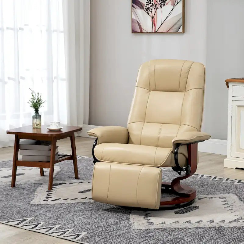Fauteuil inclinable HomCom en similicuir avec base pivotante manuelle réglable et repose-pieds confortable et relaxant