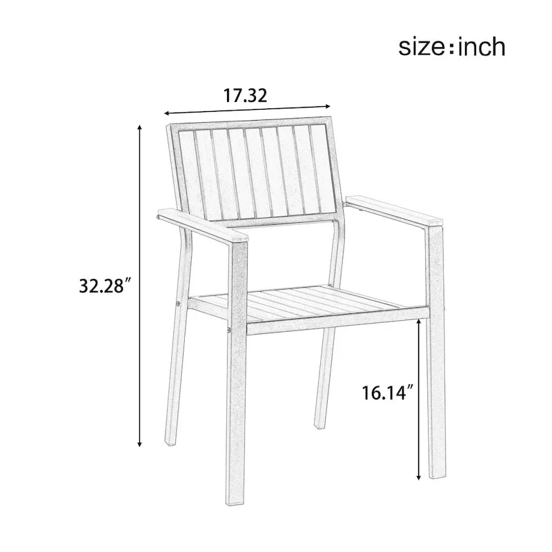 Ensemble de salle à manger extérieur extensible 7 pièces avec table extensible et 6 chaises avec accoudoirs