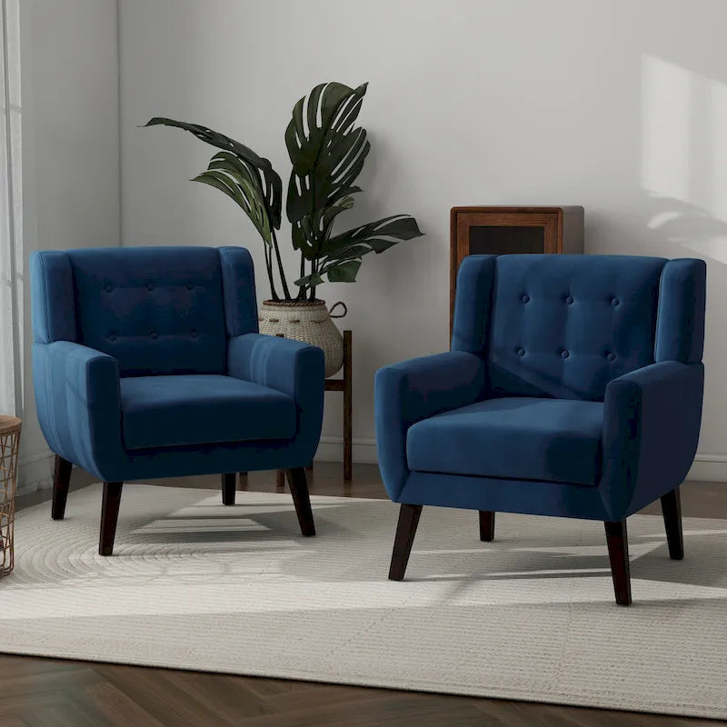 Lot de 2 fauteuils d'appoint en velours pour salon