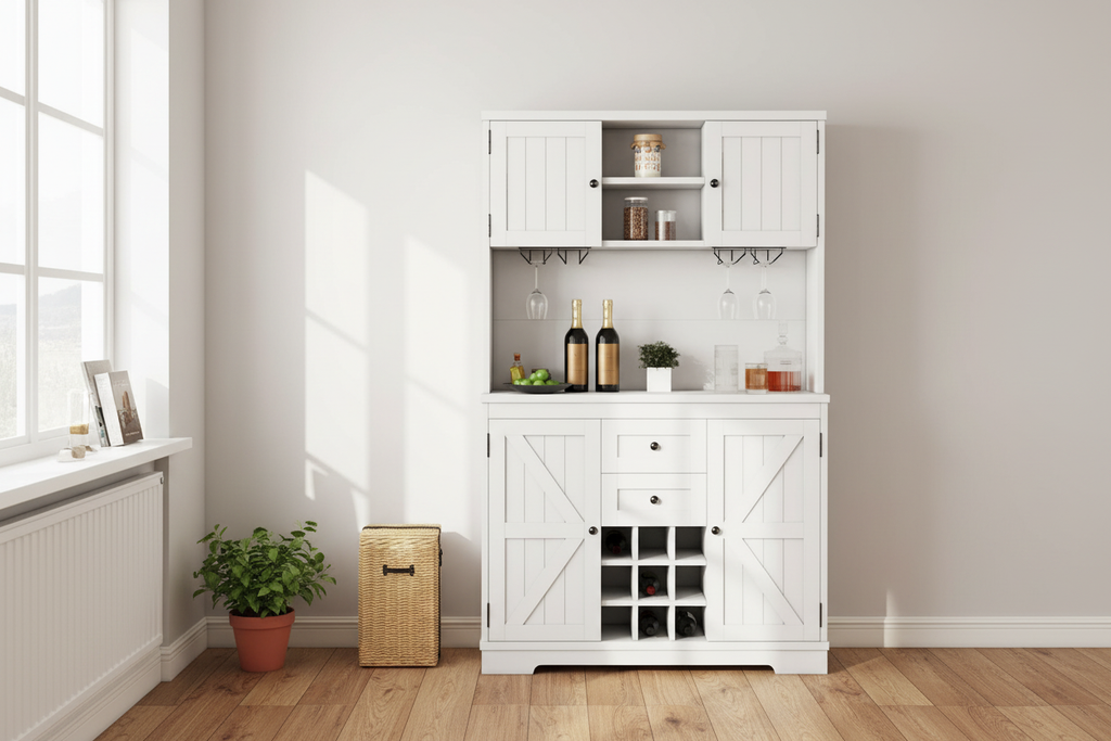Farmhouse Coffee Bar Cabinet in Minimal Interior